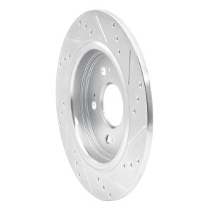 Acura RLX Brake Rotor (1) - Rear Left - R1 Concepts - Drilled & Slotted - Silver - `14-`20